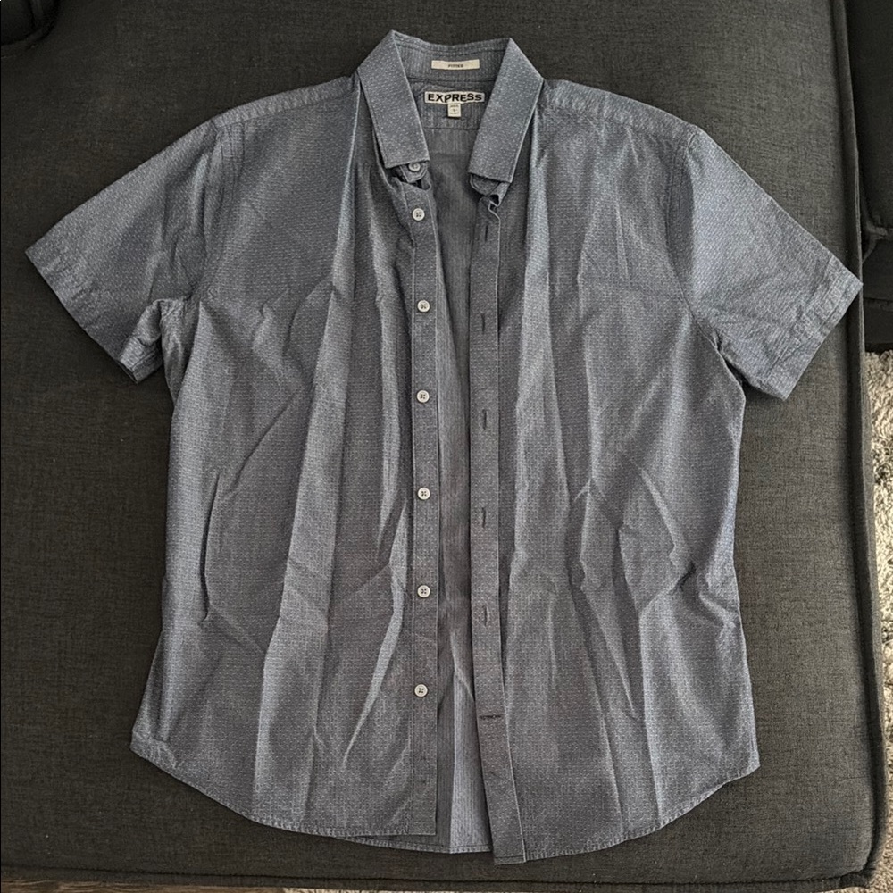 Express Men’s Short-Sleeve Button-Up Shirt - Blue